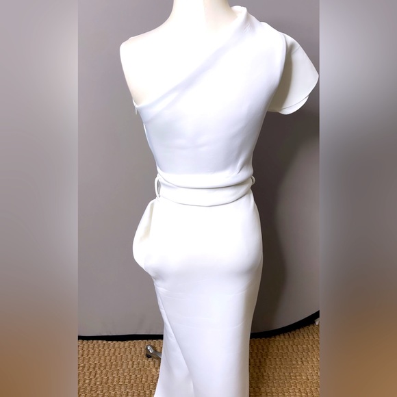 One Shoulder Polyester Bodycon Dress with belt - Picture 5 of 12